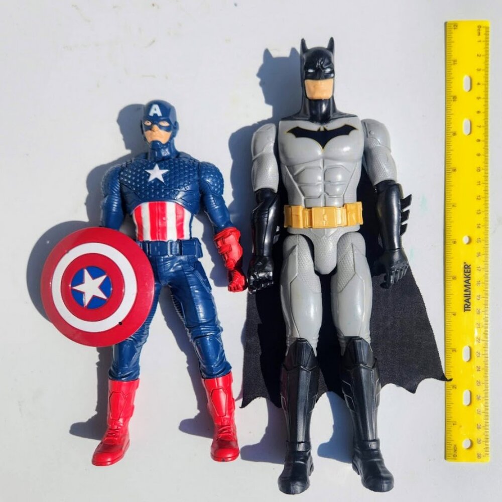 Action Figure Superhero Bundle Batman Captain America Set of 2 Toys DC Comics Ma